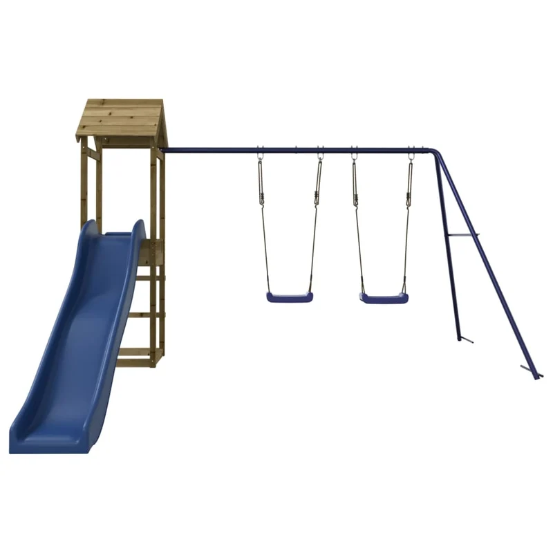Aire de jeux d'extérieur balançoires toboggan portiques robuste jeux jardin 308 x 315 x 194 cm bois de pin imprégné 02_0004738