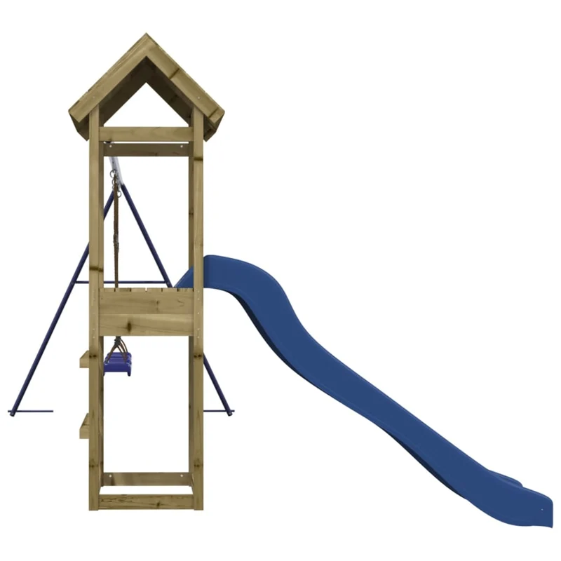 Aire de jeux d'extérieur balançoires toboggan portiques robuste jeux jardin 308 x 315 x 194 cm bois de pin imprégné 02_0004738