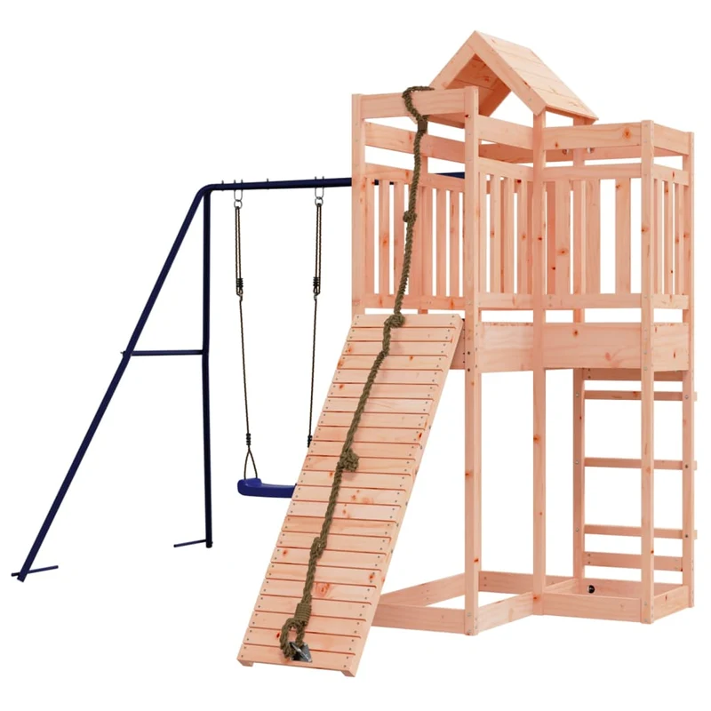 Aire de jeux d'extérieur balançoires toboggan portiques robuste jeux jardin 291 x 282 x 238 cm bois massif de douglas 02_0004676