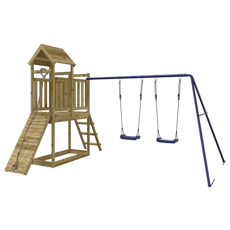 Aire de jeux d'extérieur balançoires toboggan portiques robuste jeux jardin 313 x 248 x 214 cm bois de pin imprégné 02_0004999