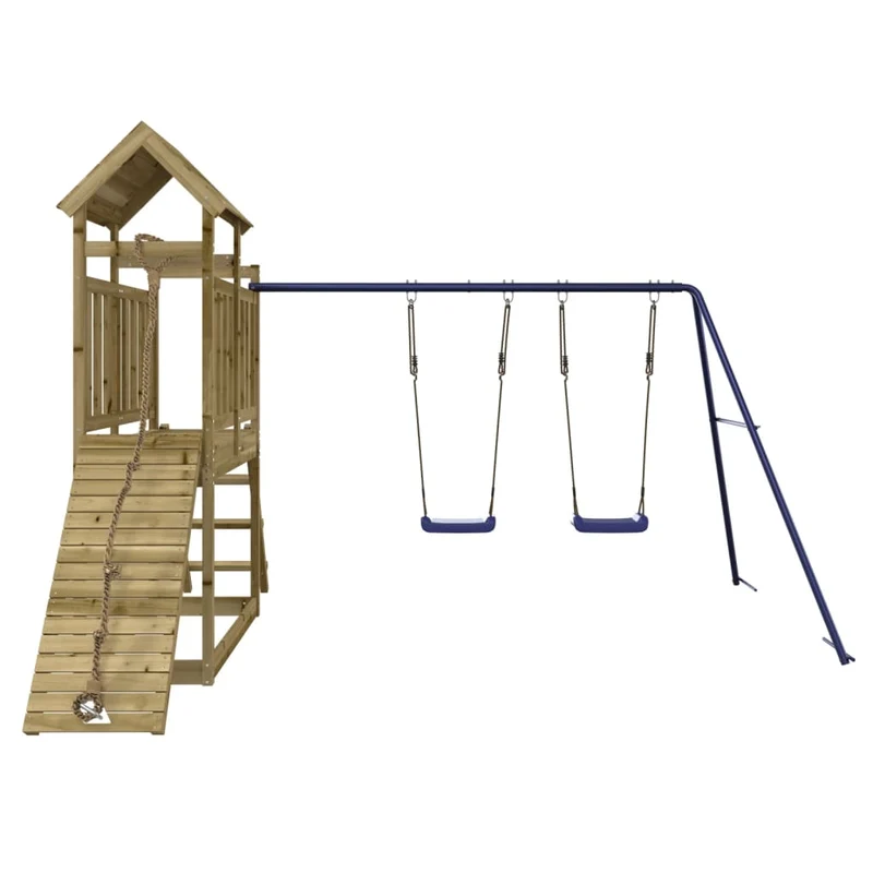 Aire de jeux d'extérieur balançoires toboggan portiques robuste jeux jardin 313 x 248 x 214 cm bois de pin imprégné 02_0004999