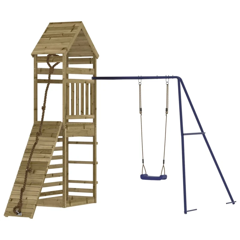 Aire de jeux d'extérieur balançoires toboggan portiques robuste jeux jardin 245 x 257 x 264 cm bois de pin imprégné 02_0004783