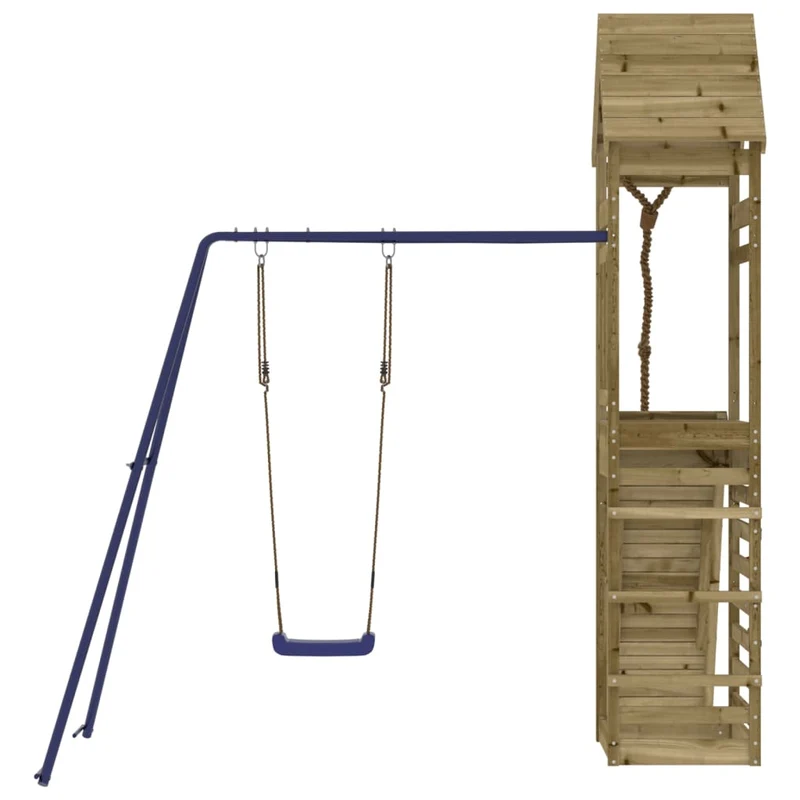 Aire de jeux d'extérieur balançoires toboggan portiques robuste jeux jardin 245 x 257 x 264 cm bois de pin imprégné 02_0004783