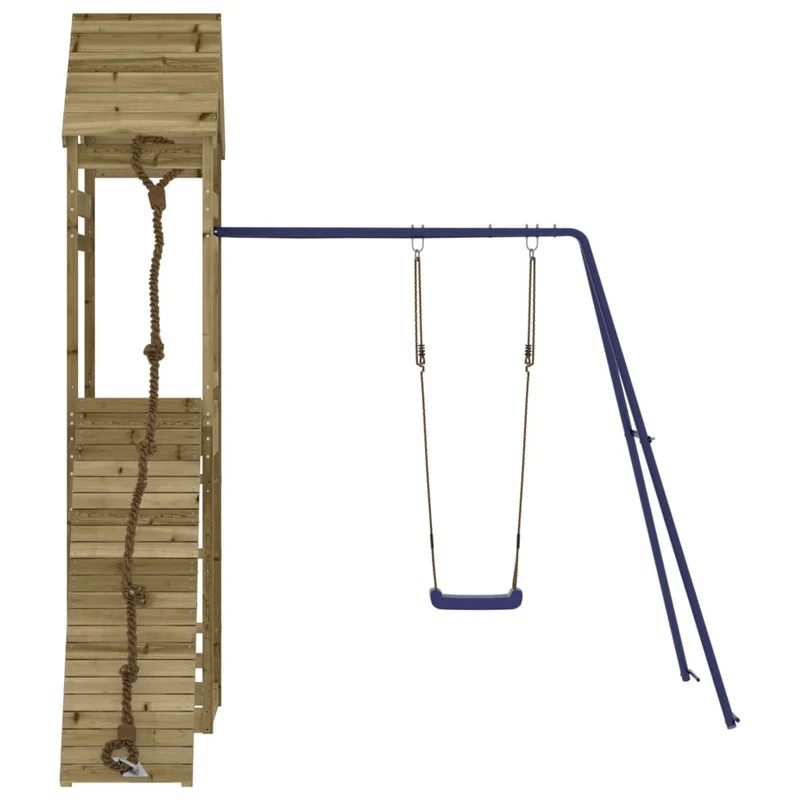 Aire de jeux d'extérieur balançoires toboggan portiques robuste jeux jardin 245 x 257 x 264 cm bois de pin imprégné 02_0004783
