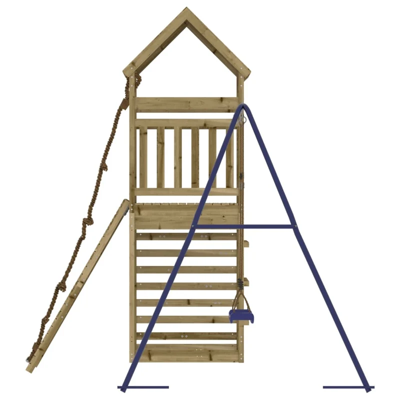 Aire de jeux d'extérieur balançoires toboggan portiques robuste jeux jardin 245 x 257 x 264 cm bois de pin imprégné 02_0004783