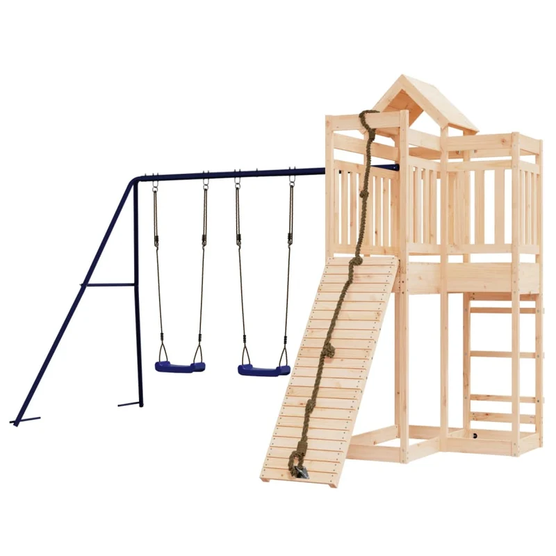 Aire de jeux d'extérieur mur d'escalade balançoire robuste jeux jardin 361 x 282 x 238 cm bois de pin massif 02_0004784