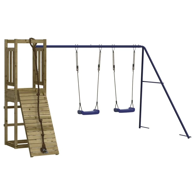 Aire de jeux d'extérieur balançoires toboggan portiques robuste jeux jardin 308 x 184 x 169 cm bois de pin imprégné 02_0004917