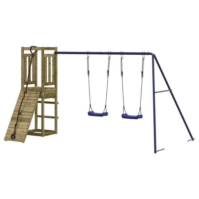 Aire de jeux d'extérieur balançoires toboggan portiques robuste jeux jardin 308 x 184 x 169 cm bois de pin imprégné 02_0004917