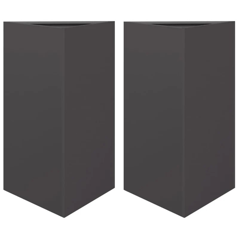 Jardinière bac lit surélevé plantes fleurs jardin terrasses lot de 2 triangulaire 50 x 43 x 75 cm acier noir 02_0039106