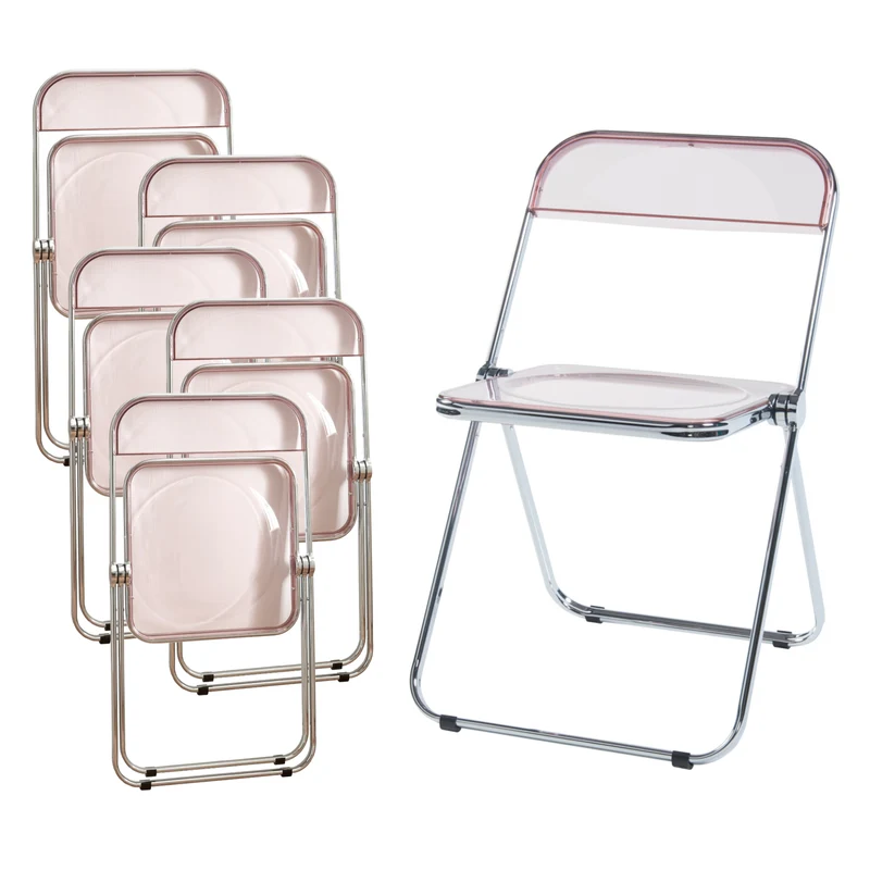 Lot de 6 chaises pliantes 74 x 46 x 47 cm rose transparent 03_0009907