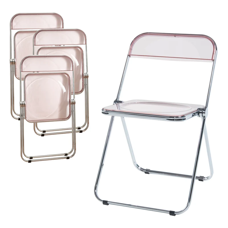 Lot de 4 chaises pliantes 74 x 46 x 47 cm rose transparent 03_0009850