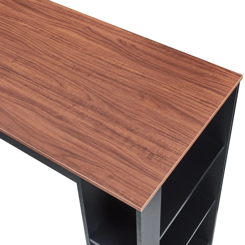 Table de Bar 3 Étagères 120x60x106 cm Effet Noyer Noir 03_0010989