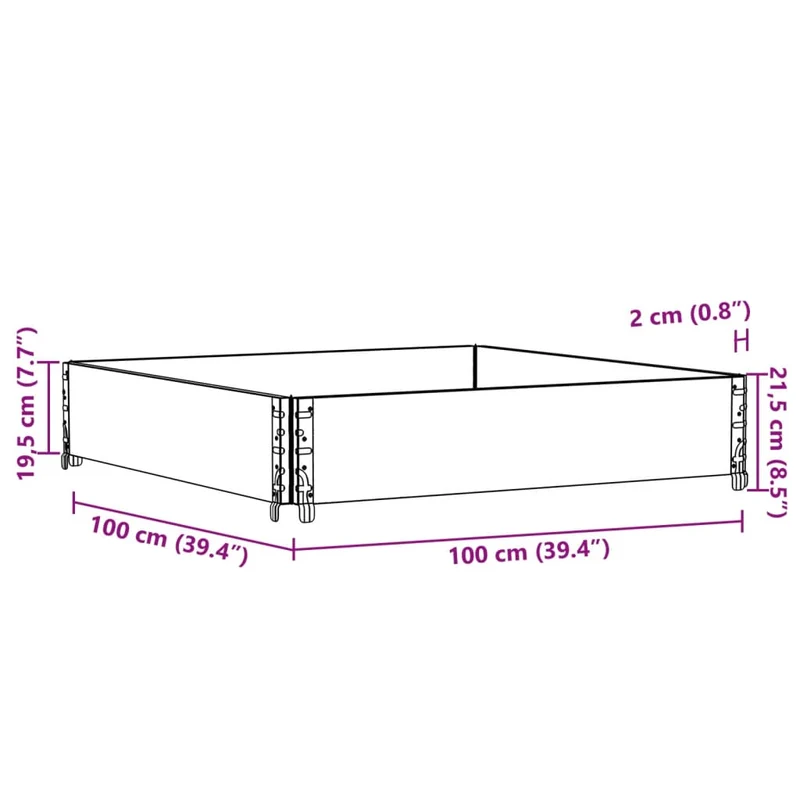 Jardinière bac lit surélevé plantes fleurs terrasse jardin 100 x 100 cm bois massif de pin marron 02_0037244
