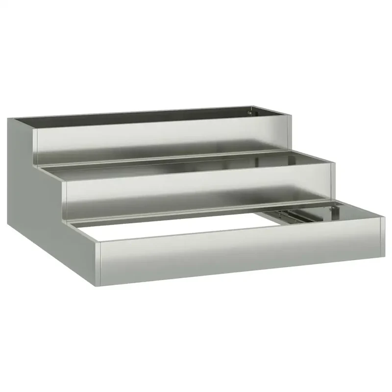Cache-pot de jardin extérieur moderne 90 x 90 x 35 cm en acier galvanisé argent 02_0052053