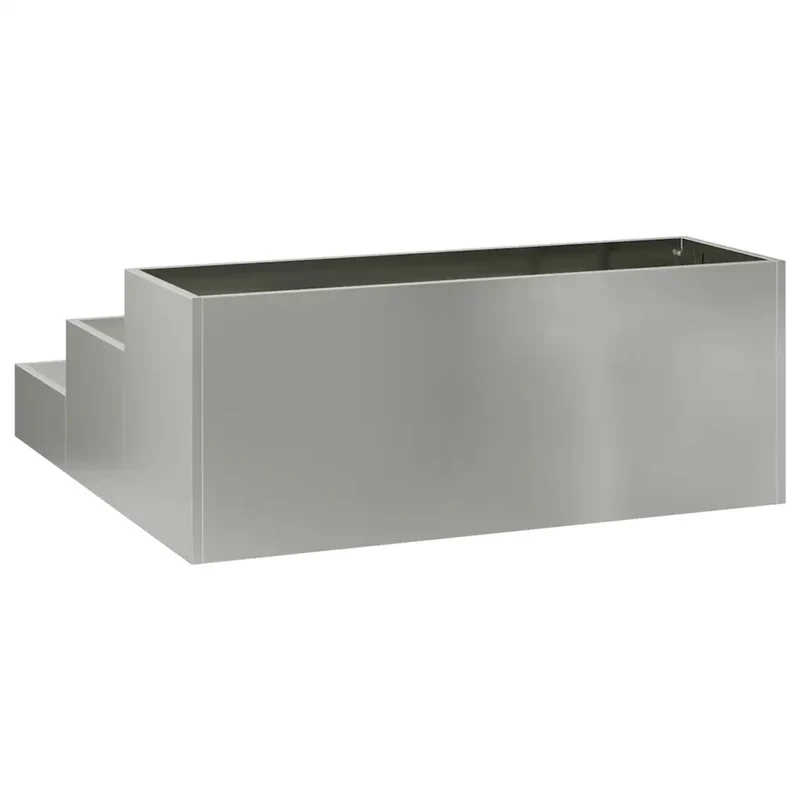 Cache-pot de jardin extérieur moderne 90 x 90 x 35 cm en acier galvanisé argent 02_0052053