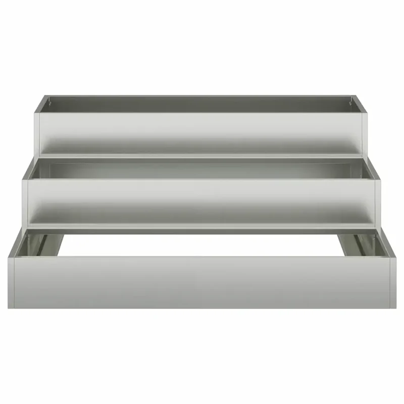 Cache-pot de jardin extérieur moderne 90 x 90 x 35 cm en acier galvanisé argent 02_0052053
