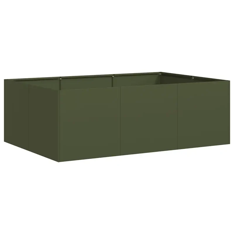 Jardinière rectangulaire extérieure moderne fond ouvert 120 x 80 x 40 cm en acier vert olive 02_0051532