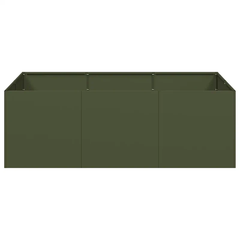 Jardinière rectangulaire extérieure moderne fond ouvert 120 x 80 x 40 cm en acier vert olive 02_0051532