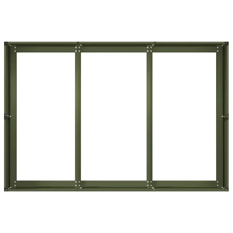 Jardinière rectangulaire extérieure moderne fond ouvert 120 x 80 x 40 cm en acier vert olive 02_0051532