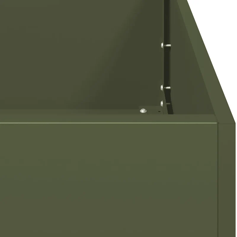 Jardinière rectangulaire extérieure moderne fond ouvert 120 x 80 x 40 cm en acier vert olive 02_0051532