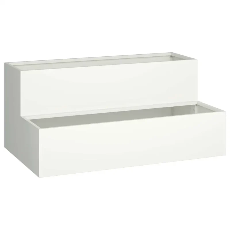 Cache-pot de jardin extérieur durable design moderne 100 x 60 x 45 cm en acier laminé à froid blanc 02_0052082