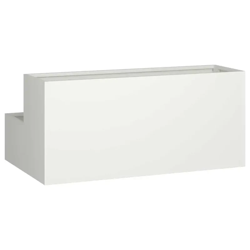 Cache-pot de jardin extérieur durable design moderne 100 x 60 x 45 cm en acier laminé à froid blanc 02_0052082