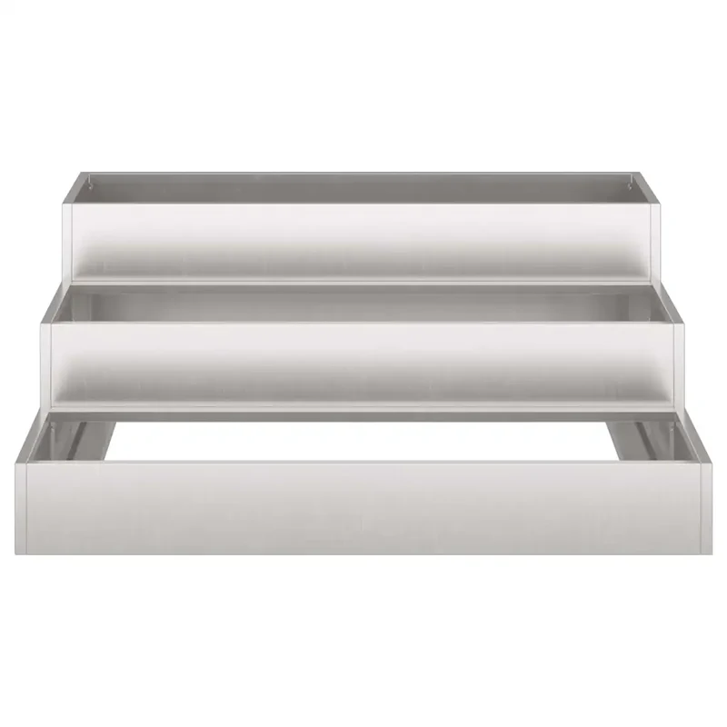 Cache-pot de jardin design moderne 90 x 90 x 35 cm durable extérieur en acier inoxydable argent 02_0052052