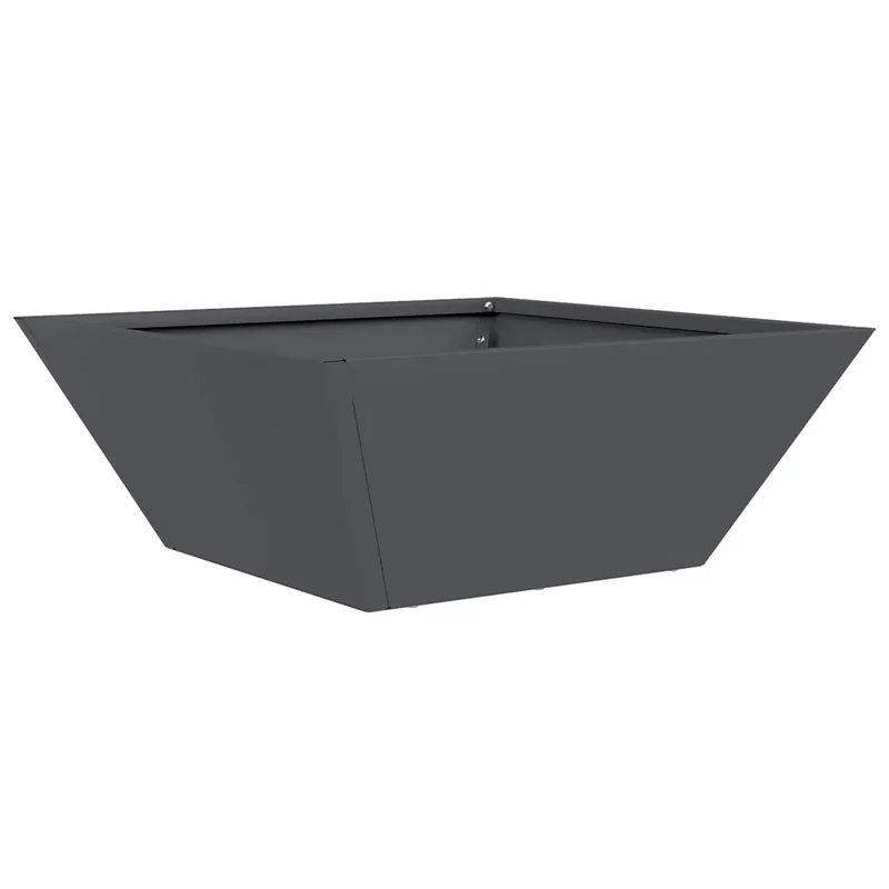 Lot de 5 cache-pots trapézoïdaux modernes extérieur jardin 40 x 40 x 15 cm en acier anthracite 02_0052373