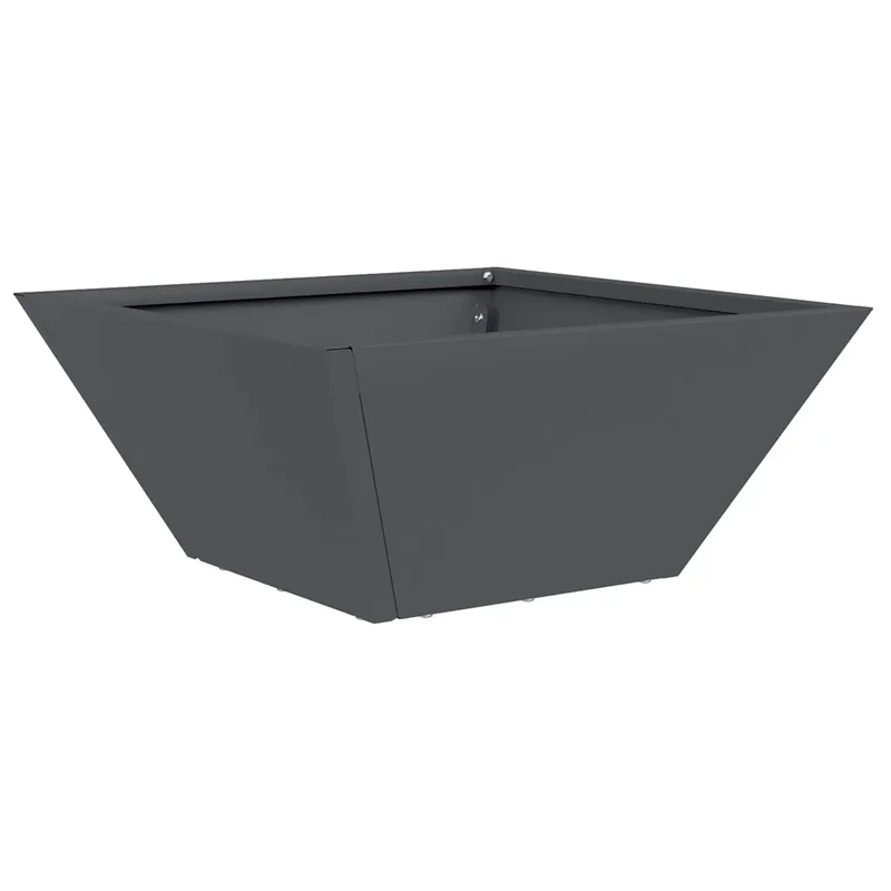 Cache-pot de jardin trapézoïdal moderne style contemporain 35 x 35 x 15 cm en acier anthracite 02_0052358