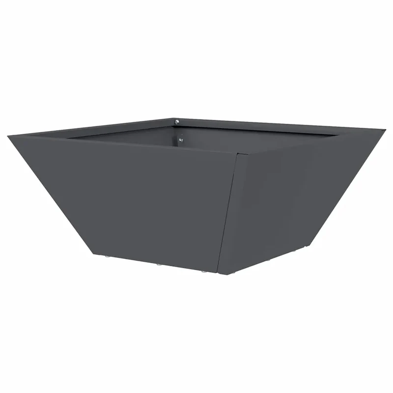 Cache-pot de jardin trapézoïdal moderne style contemporain 35 x 35 x 15 cm en acier anthracite 02_0052358