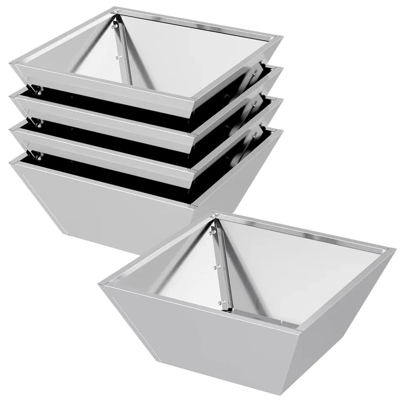 Lot de 5 cache-pots modernes minimalistes jardin terrasse 40 x 40 x 15 cm en métal argent 02_0052379