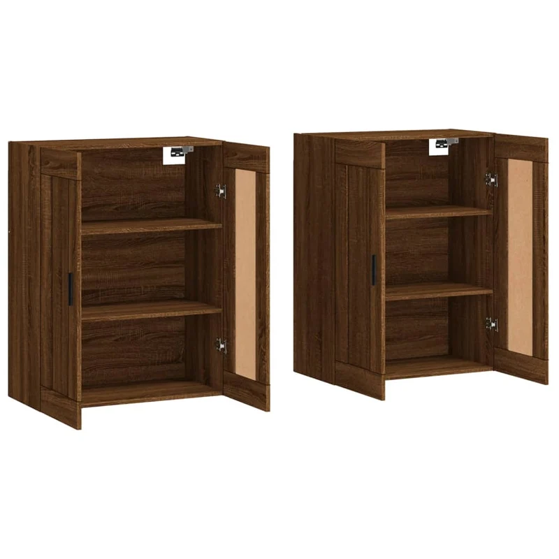 Lot de 2 armoires murales modernes 69,5 x 34 x 90 cm rangement pratique style élégant en bois d'ingénierie marron 02_0055490