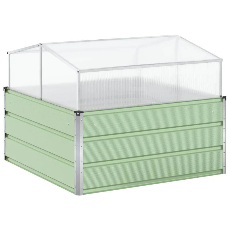 Jardinière rectangulaire design industriel extérieur 100 x 100 x 77 cm en acier galvanisé vert pastel 02_0059295