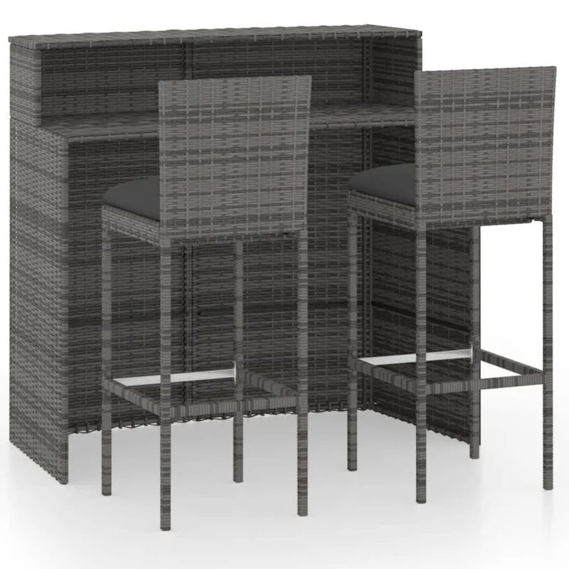 Ensemble de bar de jardin avec coussins 3 pièces gris 02_0013455
