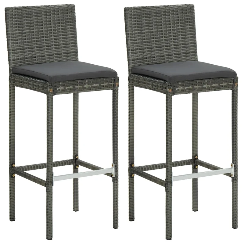 Ensemble de bar de jardin avec coussins 3 pièces gris 02_0013455