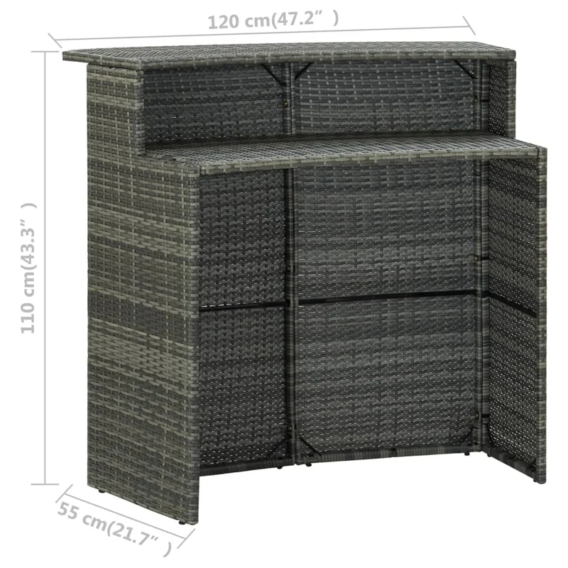 Ensemble de bar de jardin avec coussins 3 pièces gris 02_0013455