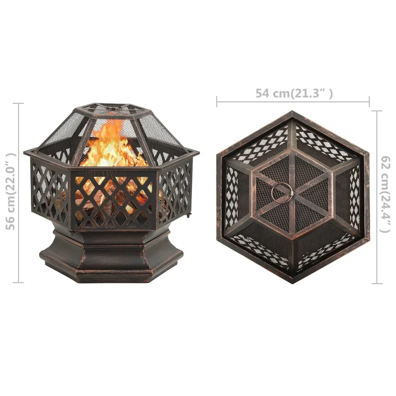 Foyer rustique avec tisonnier 62 x 54 x 56 cm XXL acier 02_0005975