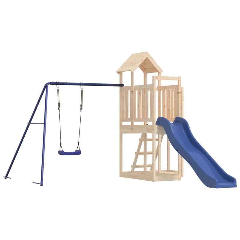 Aire de jeux d'extérieur balançoires toboggan portiques robuste jeux jardin 286 x 378 x 214 cm bois de pin massif 02_0004973