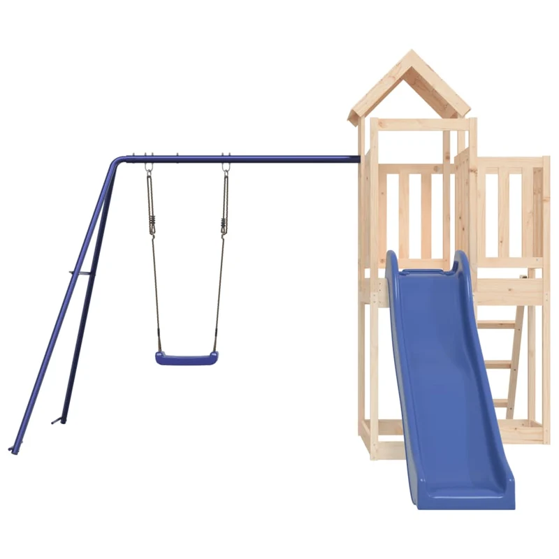 Aire de jeux d'extérieur balançoires toboggan portiques robuste jeux jardin 286 x 378 x 214 cm bois de pin massif 02_0004973