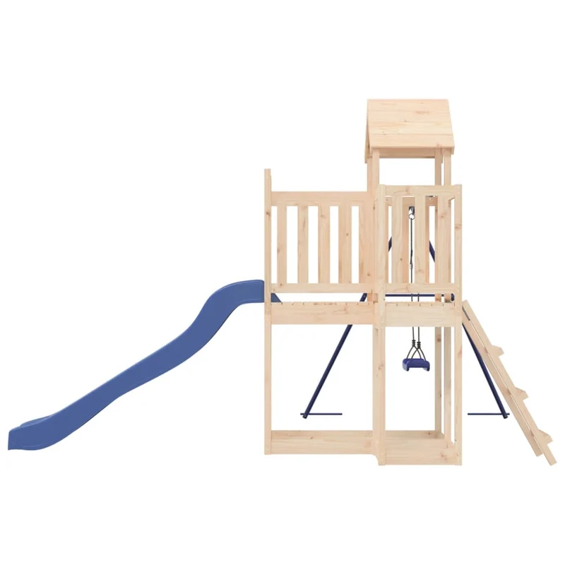 Aire de jeux d'extérieur balançoires toboggan portiques robuste jeux jardin 286 x 378 x 214 cm bois de pin massif 02_0004973