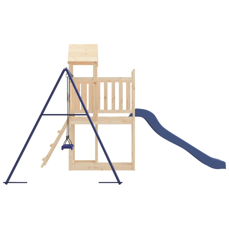 Aire de jeux d'extérieur balançoires toboggan portiques robuste jeux jardin 286 x 378 x 214 cm bois de pin massif 02_0004973