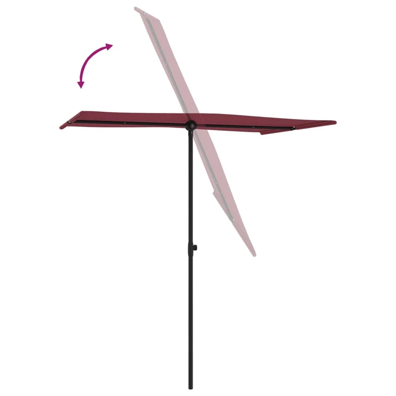 Parasol d'extérieur avec mât en aluminium 180 x 130 cm bordeaux 02_0008213
