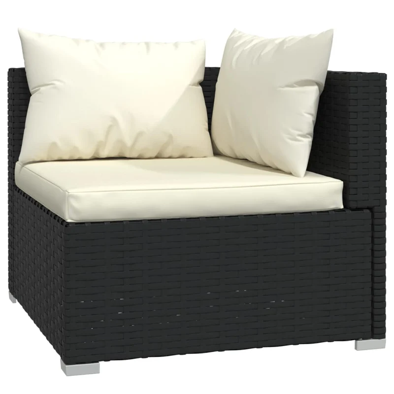 Salon de jardin meuble d'extérieur ensemble de mobilier 11 pièces avec coussins résine tressée noir 02_0015447