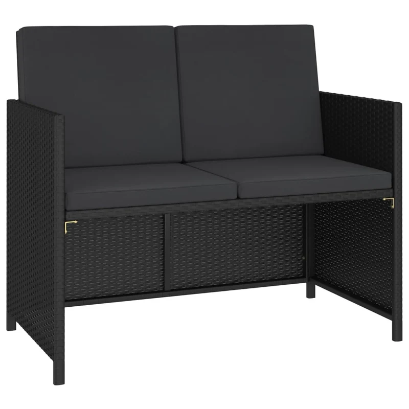Mobilier à dîner de jardin 6 pièces et coussins résine tressée noir 02_0014802