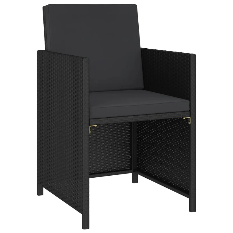 Mobilier à dîner de jardin 6 pièces et coussins résine tressée noir 02_0014802