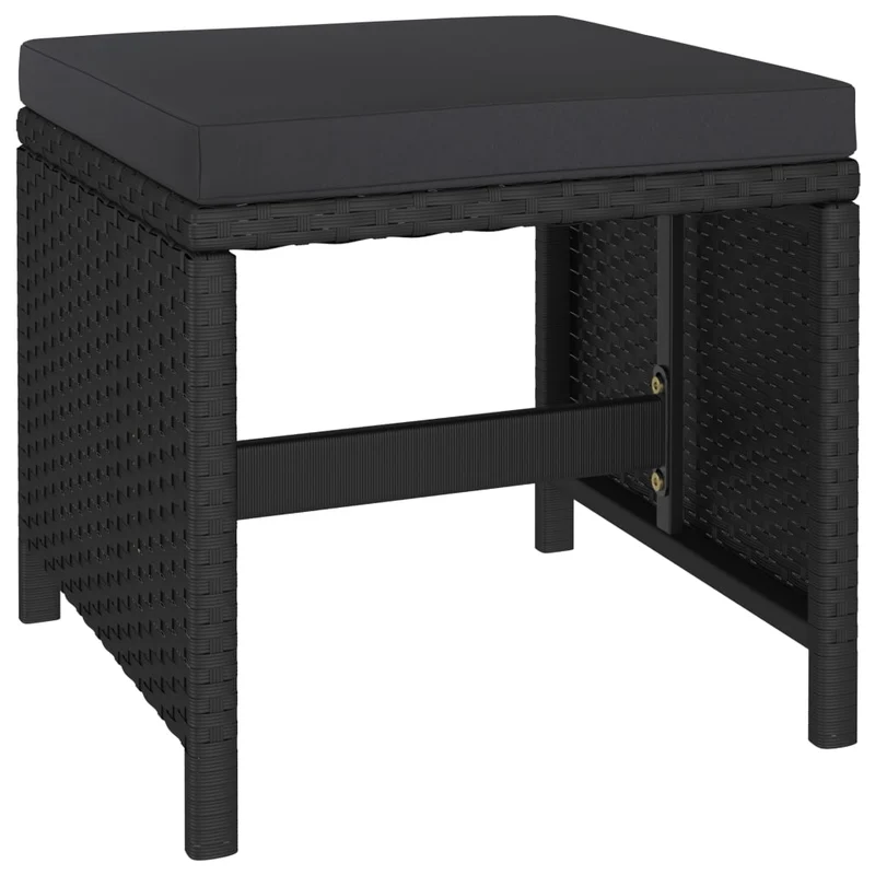 Mobilier à dîner de jardin 6 pièces et coussins résine tressée noir 02_0014802