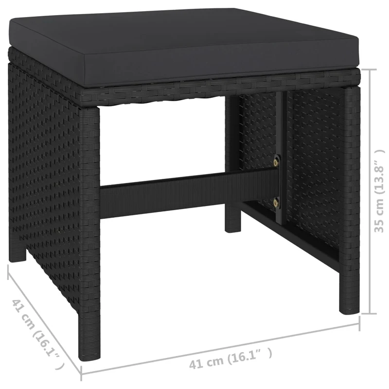 Mobilier à dîner de jardin 6 pièces et coussins résine tressée noir 02_0014802