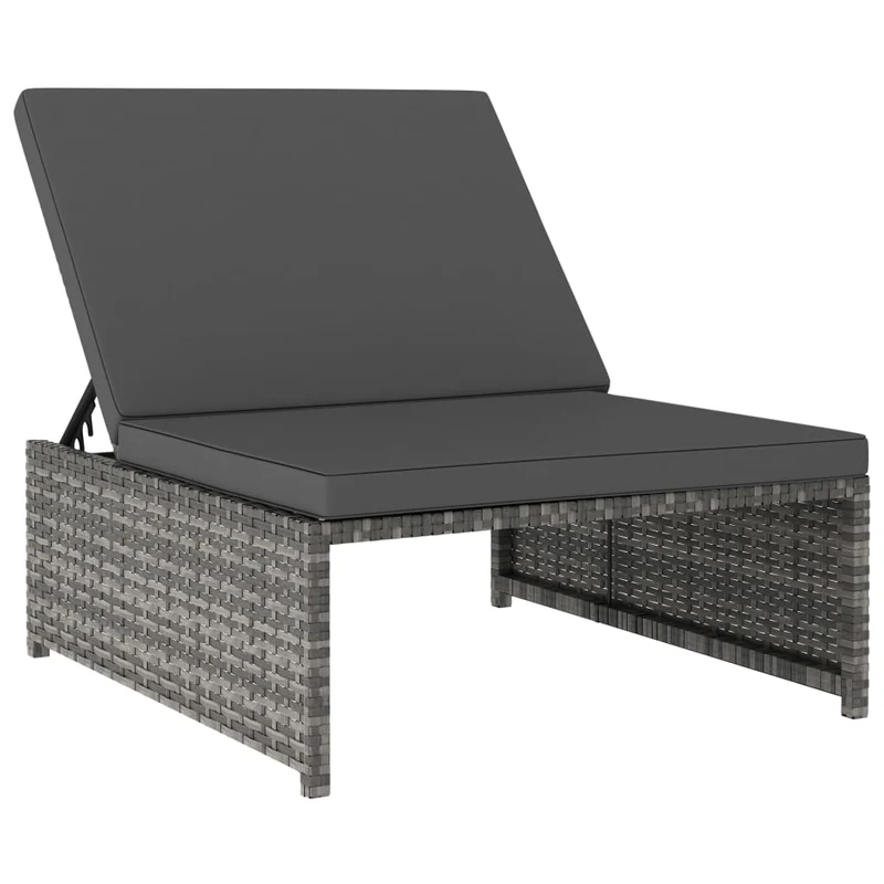 Lot de 2 transats chaise longue bain de soleil lit de jardin terrasse meuble d'extérieur avec table résine tressée gris 02_0012127
