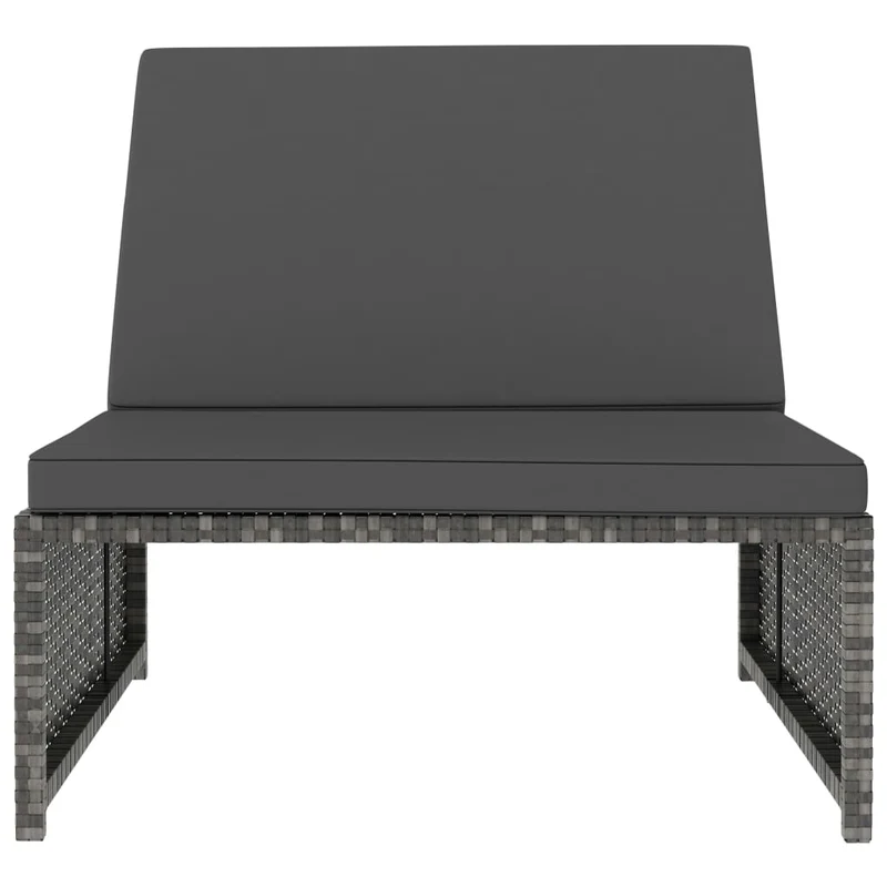 Lot de 2 transats chaise longue bain de soleil lit de jardin terrasse meuble d'extérieur avec table résine tressée gris 02_0012127