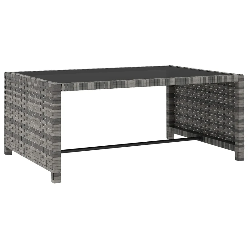 Lot de 2 transats chaise longue bain de soleil lit de jardin terrasse meuble d'extérieur avec table résine tressée gris 02_0012127